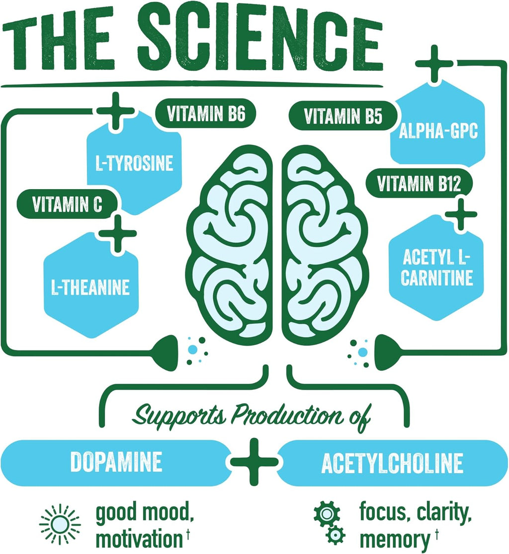 BrainJuice Decaf Brain Support Shot, Gluten Free Supplement Shots for Energy & Focus, Healthy Drinks with Alpha GPC, Vitamin B & Decaffeinated Green Tea Leaf, Classic, 2.5 fl oz, 12 Pack