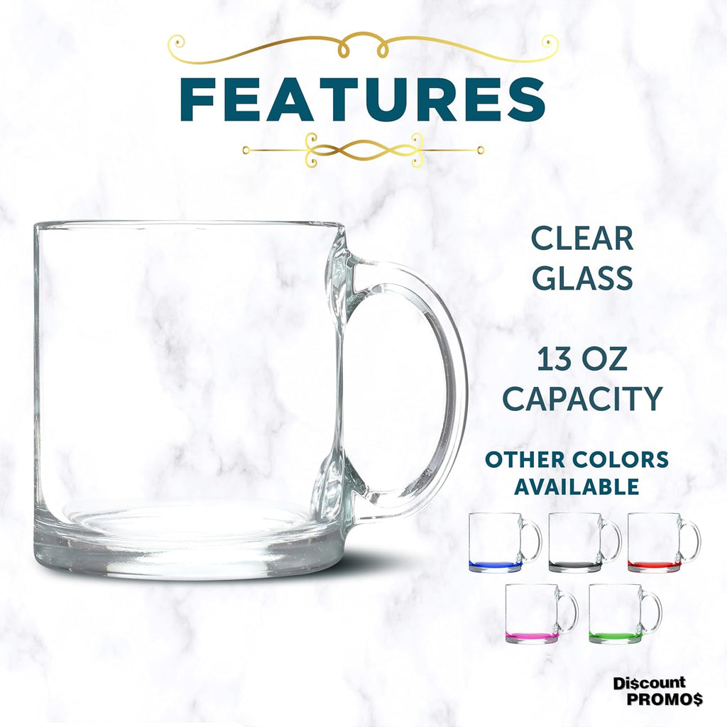 Libbey Clear Glass Coffee Mugs 13 oz. Set of 10, Bulk Pack - Perfect for Coffee, Tea, Espresso, Hot Cocoa, Other Beverages - Clear Bottom