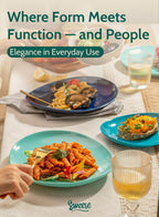 Sweese Porcelain Dessert Plates - 7.8 Inch Salad Plates, Small Appetizer Plates Set of 6 - Dishwasher, Microwave, Oven Safe - Azure Dreamscape Color