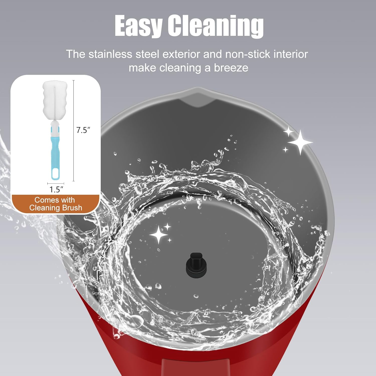 Milk Frother, 4-in-1 Milk Frother and Steamer, 13.5oz/400ml Automatic Hot and Cold Foam Maker and Milk Warmer, Electric Frother for Coffee, Latte, Cappuccino, Macchiato, Matcha(Red)