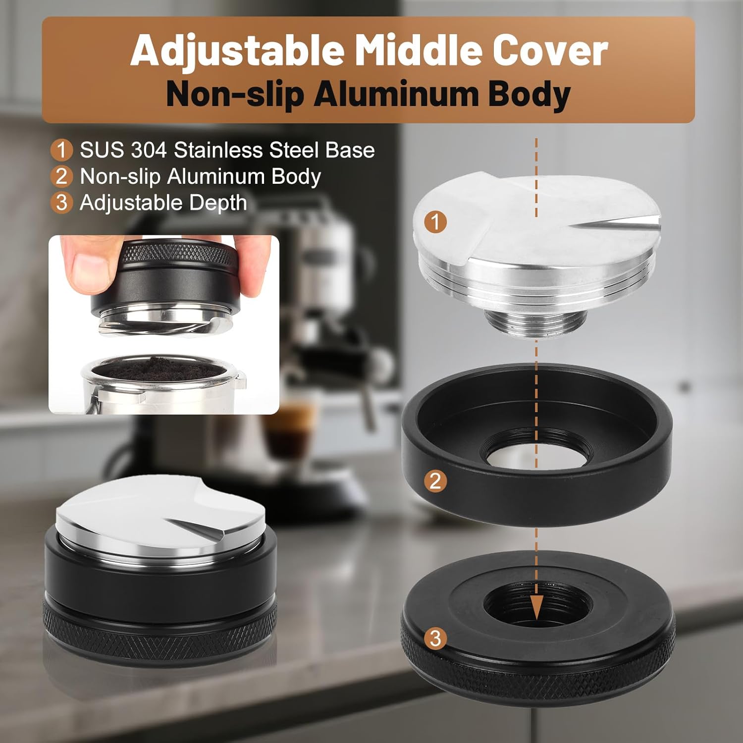 58mm Espresso Accessories Kit – Spring-Loaded Espresso Tamper, WDT Tool, Coffee Distributor, Magnetic Dosing Funnel, Puck Screen with Remover – Premium Stainless Steel & Aluminum Espresso Tools