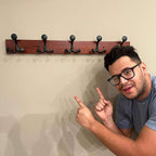 SKOLOO 24-Inch Cherry Wood Coat Rack Wall Mount with 5 Triple Hooks - Ideal for Family Entrances, Classrooms, and Pet Supplies Storage - Perfect Coat Hooks for Wall