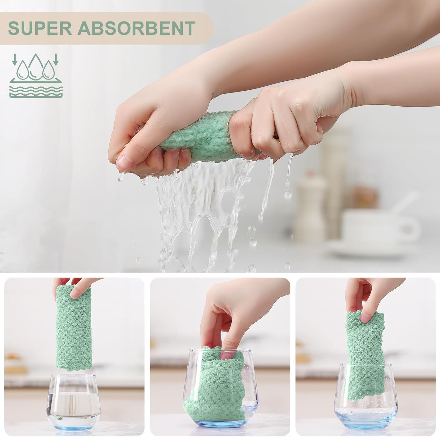 Homaxy 12 Pack Kitchen Dish Cloths, Ultra Soft and Absorbent Dish Towels, Reusable Fast Drying Microfiber Cleaning Cloth, Coral Velvet No-lint Cleaning Rags, 10 x 10 inches, Mix Color