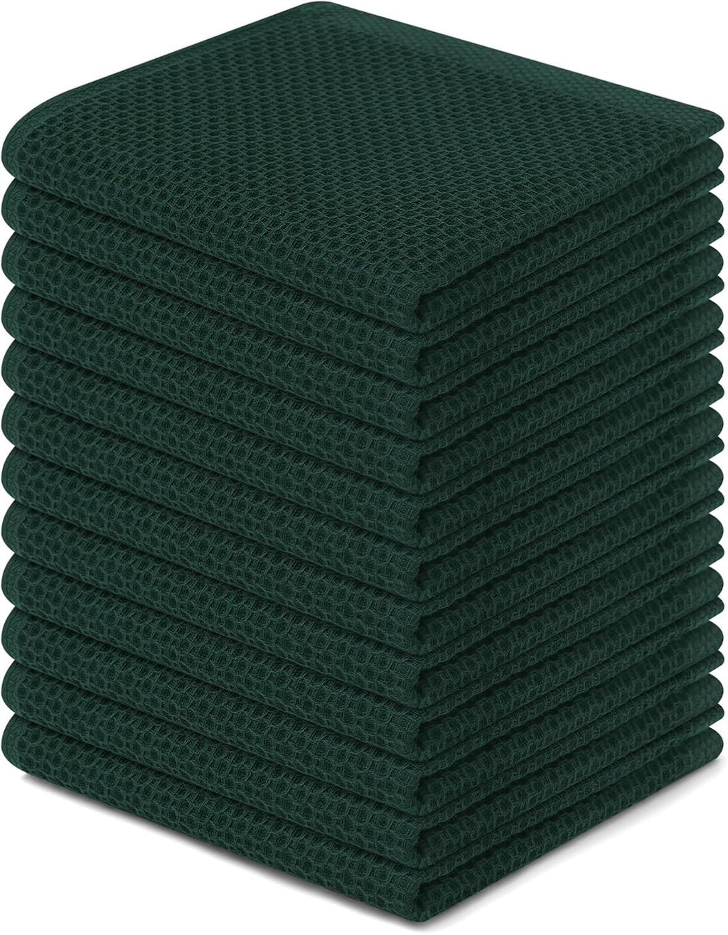 Homaxy 100% Cotton Waffle Weave Kitchen Dish Cloths, Ultra Soft Absorbent Quick Drying Dish Towels, 12 x 12 Inches, 12-Pack, Blackish Green