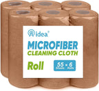 AIDEA Microfiber Cleaning Cloth 330 Sheets 6 Roll, Microfiber Towels for Cars, Shop Rags Washable, Cleaning Rags Reusable Paper Towels for Automotive, Mechanic, Workshops, House,11×9", Coffee