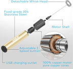 Rechargeable Milk Frother, Electric Coffee Foamer, Handheld Drink Mixer for Latte, Cappuccino, Coffee, Eggs, Hot Chocolate, Protein,Beige