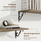 RICHFOCUS 12 Inch Deep Floating Shelves for Wall, 24" W x 12" D Wood Wall Shelves Set of 2, Wide Floating Shelves for Living Room, Bedroom, Kitchen, Bathroom and Decor Storage, Grey