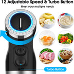 KOIOS Upgraded Immersion Blender Handheld, 1000W 12-Speed 5 in 1 Hand Mixer Stick Blender with 304 Stainless Steel Blade,Food Processor,Beaker,Egg Whisk&Milk Frother,Non-BPA,Smoothies Purée Baby Food