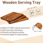 Roowest 5 Pack Solid Acacia Wood Serving Trays for Laser Engraving Rectangular Wooden Board for Food Appetizer Serving Tray Plates for Vegetables Fruit Cheese Housewarming Gifts(14 x 10 Inch)
