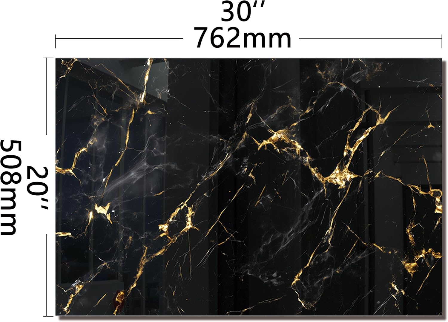 DAIFURONGE Tempered Glass Backsplash For Kitchen Behind Stove,Black Marbling Stove Backsplash Top Cover,Easy to Clean Glass Splashback, Sink Cover Splash Guard,Home Kitchen Wall Decor (30"x20"(76.2x50.8cm))
