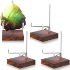 Wenqik 4 Pcs Crystal Display Stand Adjustable Metal Arms Small Rock Display Stand with Wooden Base Geodes Rock Agate Mineral Easel Holder for Collectibles(2.56 x 2.56 x 4.33 Inch)