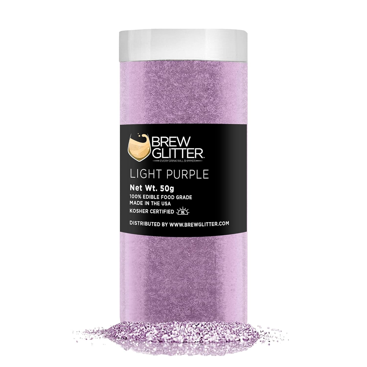 Light Purple BREW GLITTER Edible Glitter For Drinks, Cocktails, Beer, Garnish Glitter & Beverages | KOSHER & HALAL Certified | 100% Edible & Food Grade | Vegan, Gluten, Nut Free (50g, Light Purple)