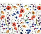 Spring Wildflowers Dish Drying Mats for Kitchen Counter, Watercolor Poppy Cornflower Drying Rack Pad Ultra Absorbent Microfiber Dish Mat for Coffee Countertop Decor 18x24 Inch