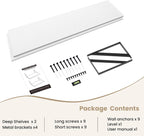 Dreamland Floating Shelves for Wall, 12 Inch Deep Floating Shelves Set of 2, 55W x 12D Large Wall Shelf with Sturdy Metal Brackets for Living Room, Bathroom, Bedroom and Kitchen, White