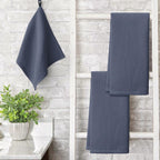 Artoid Mode 100% Cotton White Dark Grey Waffle Weave Kitchen Dish Cloths, 13x28 Inch Ultra Soft Absorbent Quick Drying Kitchen Dish Towels Set of 4, Multicolor