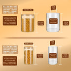 108oz 42oz Straight cylindrical Airtight Storage Jars with Bamboo Lid Set of 2 Large Storage Container Gallon Glass Jars, for Flour, Pasta and Coffee bean (with Black Lable)