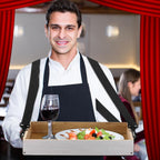 Marsui 2 Pcs Halloween Snack Trays with Straps 15 x 11 x 2 Inch Wooden Movie Night Snack Drink Trays Vendor Usherette Popcorn Drink Beverage Carrier for 20's Theme Carnival Party Costume(White)