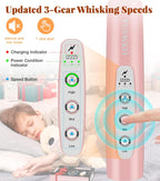 YUSWKO Milk Frother Handheld for Coffee, Rechargeable Drink Mixer with 3 Heads 3 Speeds Electric Coffee Frother Whisk, Gift for Many Occasions and Festival