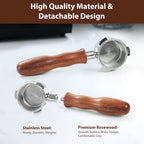 54mm Bottomless Portafilter - Breville Compatible Naked Portafilter, Rosewood Handle & 18-20g Filter Basket & Puck Screen Included, Fits Barista Express, Pro, Touch, Bambino Plus, Infuser