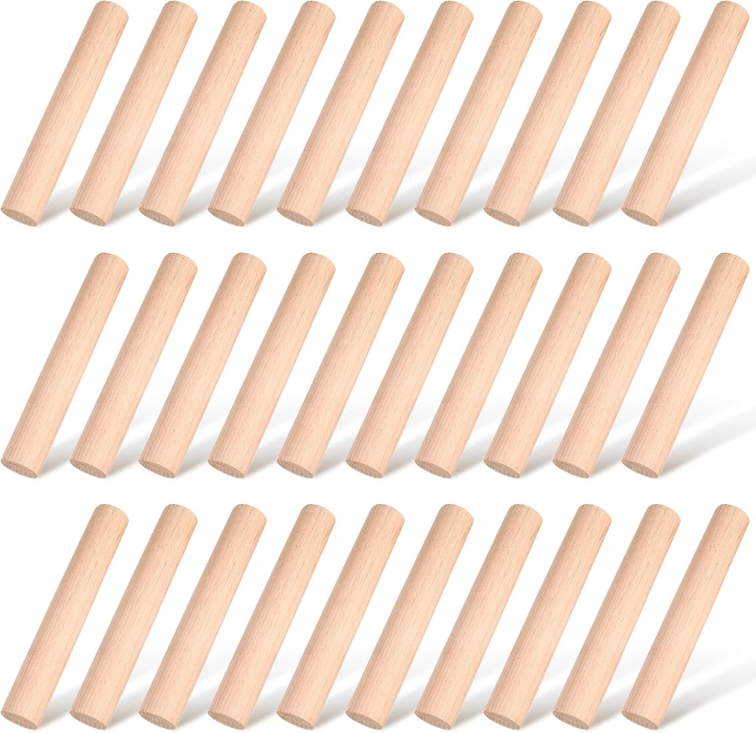 Patelai Small Wooden Rolling Pin, Dumpling Dough Roller Wooden Mini Rolling Pins Kitchen Utensil Tool for Fondant, Pasta, Bread, Pastry, Cookies, Pizza, Pie, Cylinder Style, 6.3 Inch (30 Pieces)