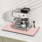 Rnivvi Coffee Mat, 12" x 19" 3MM Coffee Bar Mats for Espresso Machine Station Accessories and Organizer, Hide Stain Rubber Backed Absorbent Dish Drying Pad for Kitchen Counter, Cute Bar Decor Pad,Pink