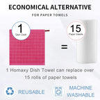 Homaxy 100% Cotton Terry Kitchen Dish Cloths, Ultra Soft and Absorbent Dish Towels for Kitchen, Suitable for Drying and Washing Dishes, 6 Pack, 12 x 12 Inches, Rose Red