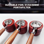 Elegant Wooden Coffee Portafilter Holder Stand Round Red Bottomless Portafilter Tamping Station for Home Bar (51mm/54mm, 58mm) (58mm)