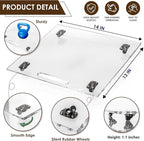 360° Sliding Tray for Coffee Maker & Kitchen Appliances - Silent Rubber Wheels, Clear Acrylic Organizer Tray for Under Cabinet - Space Saving Countertop Accessory, 13x14 Inch (Clear)