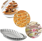 10PCS Egg Tart Pan Boat Shape, Aluminum Small Fluted Oval Tart Mold, Boat Molder for Baking Wavy Tartlet, Fruit Tats, Quiches - Silver
