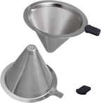Double Mesh Pour Over Coffee Filter Set - 300+600 Mesh Reusable Stainless Steel Coffee Filter with Detachable Handle, Easy Clean, 2-in-1 for Drip/Cold Brew/Espresso,Fits Most V60/Chemex Brewers