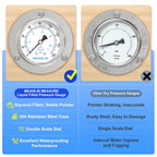 MEANLIN MEASURE 0~160Psi Liquid Filled Pressure Gauge Front Flange Panel Mount, 1/4" NPT 2.5" FACE DIAL Stainless Steel Case with Phillips Screw and Nut, +/-3-2-3%
