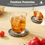 Coasters Set of 8,Hot or Cold Drink Coasters with Holder,Modern Style Coffee Table Coaster,Suitable for Kinds Cups Beer,Drink,Anti-Overflow Tabletop Protection(Gray, 8pcs)