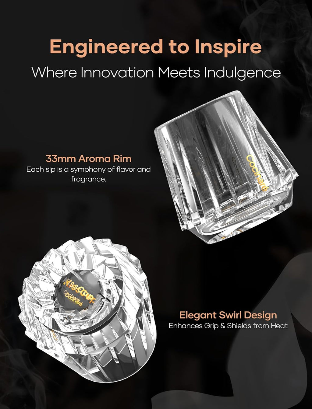 Cocinare Espresso Cups Set of 2, Crystal Clear Espresso Shot Glasses, Ideal Small Demitasse Cups for Pour Over Coffee Maker and Cortado, Essential Coffee Bar Accessories, Gift for Lovers, 1.5 OZ