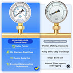 MEANLIN MEASURE 0~15Psi Dry Low Pressure Gauge Stainless Steel 1/" NPT 2" FACE DIAL Waterproof for Water Oil Air Well Pump Tank Tire Pressure Test Lower Mount, with 1/4" NPT and 3/8" NPT Hex Bushing