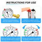 MEANLIN MEASURE 0~100Psi Stainless Steel Frame 3/4" Female 2.5" FACE DIAL Liquid Filled Pressure Gauge WOG Water Oil Air Water Pressure Test Table with Sealing Ring (with 2PCS Snaps)