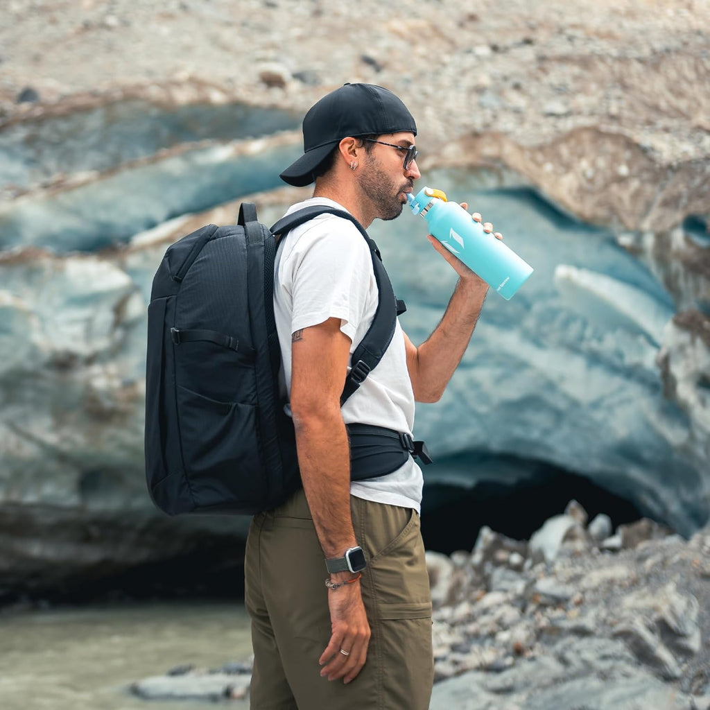 Super Sparrow Insulated Water Bottle - 17 Oz / 25 Oz / 32 Oz - Standard Mouth FlipFlow Flask - BPA Free, Leak Proof Drink Bottle- Ergonomic Straw Water Bottles for Work, Gym, Travel, Sports