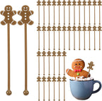 30 Pcs Christmas Drink Stirrers Xmas Stir Stick Holiday Coffee Swizzle Stick Reusable Plastic Hot Cocoa Bar Chocolate Decoration Cocktail Mixer(Gingerbread Man,Cute Color)