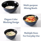 Ceramic Mixing Bowls,Large Serving Bowls 2.1/1.5/1.0 Qt,Salad Bowls Set of 3 for Kitchen Space Saving Storage,Nesting Bowls for Popcorn,Soup,Fruit, Microwave & Dishwasher Safe,Navy Blue