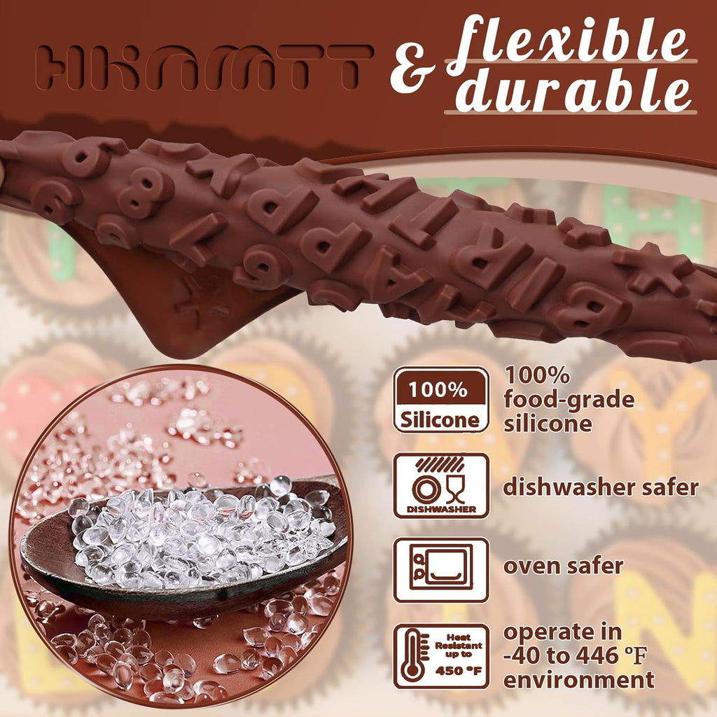 HKNMTT Letter Molds Silicone for Chocolate 2PCS, Small Mini Size for Alphabet Decorating Birthday Cake Strawberries Lollipop Fondant, Heart Shaped Gift Choice, Non-stick BPA Free Moulds