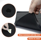 Silicone Coffee Mat, 24 x 16 Inch Non-Slip Heat Resistant, Large and Small Combination Bar Mat, Convex Edge Spill Resistant Design for Coffee Machines and Kitchen Countertops,Straight Stripe Black