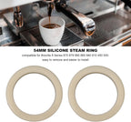 54mm Silicone Steam Ring, 2Pcs Group Head Gasket, Soft Coffee Machine Seal, 6.5cm Outer Diameter Flexible Gasket Replacement Part for 870 878 880 860 840 810 450 500, Beige