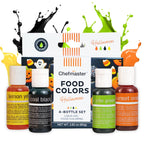 Chefmaster - Halloween Colors Liqua-Gel Food Coloring Kit - Water-Based Food Coloring Gel - 4 Pack - Highly Pigmented, Create Vividly Colored Desserts, Easy-To-Blend Formula - Made in the USA