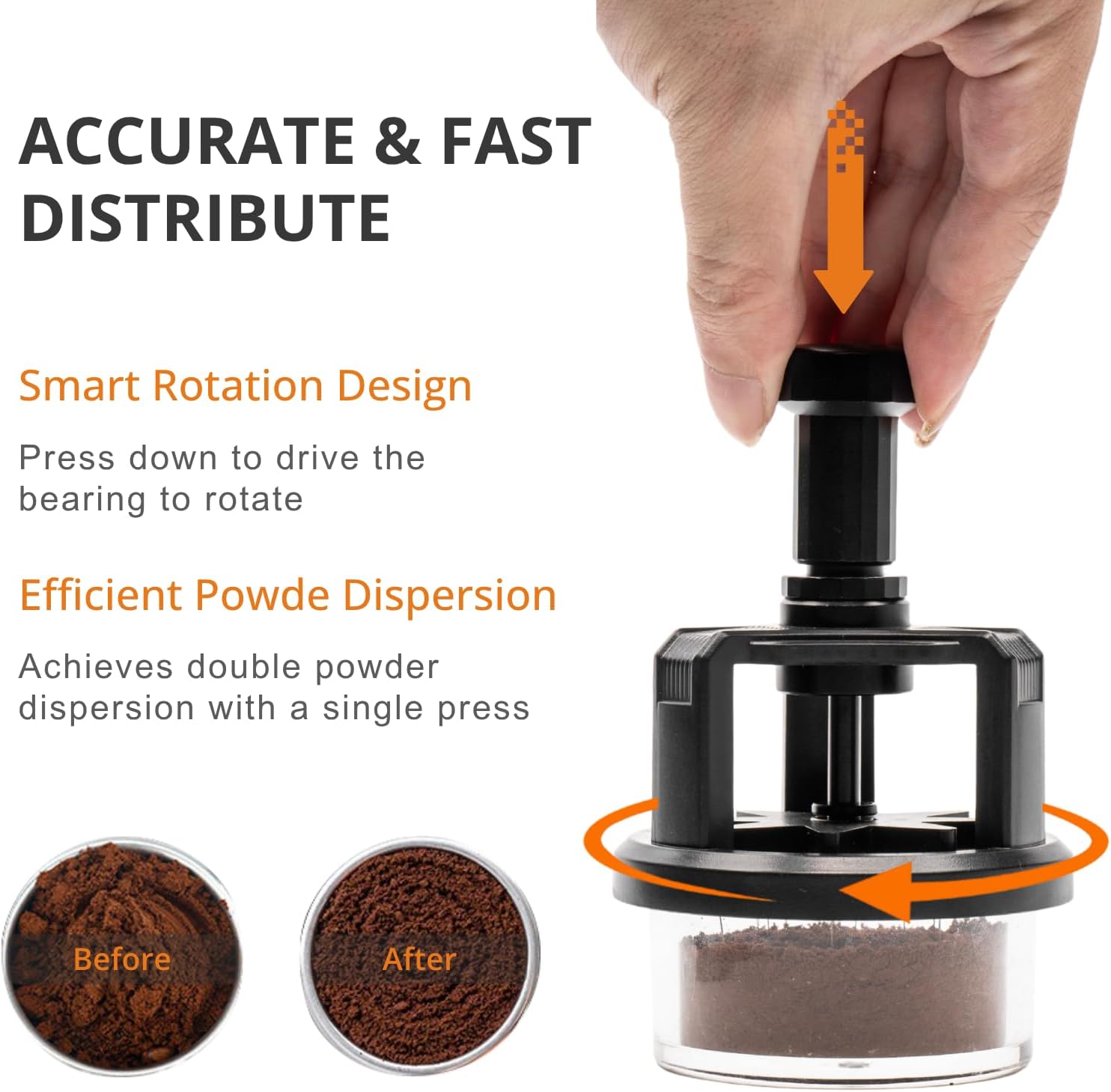 WDT Tool Espresso 53mm, 9 Needle Espresso Stirrer Distribution Tool for Barista, Adjustable Depth Espresso Needle Distributor with Magnetic Base (53mm)