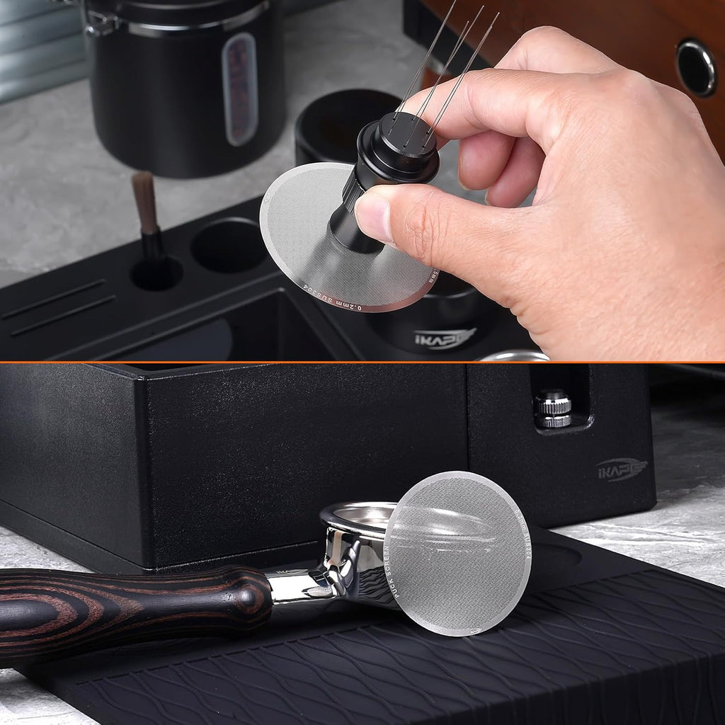 IKAPE 51mm 2pc Espresso Puck Screen, 0.2mm Thickness, Reusable Metal Ultra-thin & Ultra-light Coffee Filters, Food-grade 316 Stainless Steel Coffee Puck Screen for Espresso Baristas