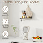 Dreamland Deep Floating Shelves for Wall, 16W x 8D Wall Mounted Wide Shelves Set of 2, Grey Floating Shelves Bedroom with Sturdy Metal Brackets for Living Room, Bathroom and Kitchen