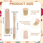 2 Sets Cooking Brush with Wooden Handle Natural Bristles Oil Brush for Cooking Butter Brushes for Oil and Sauce Pastry Brushes for Baking Kitchen Basting Spreading Baking Grilling Bbq Barbecue Food