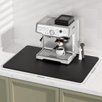 Rnivvi Coffee Mat, 16" x 24" Coffee Bar Mats for Espresso Machine Station Accessories and Organizer, Hide Stain Rubber Backed Absorbent Dish Drying Pad for Kitchen Counter, Cute Bar Decor Pad, Black