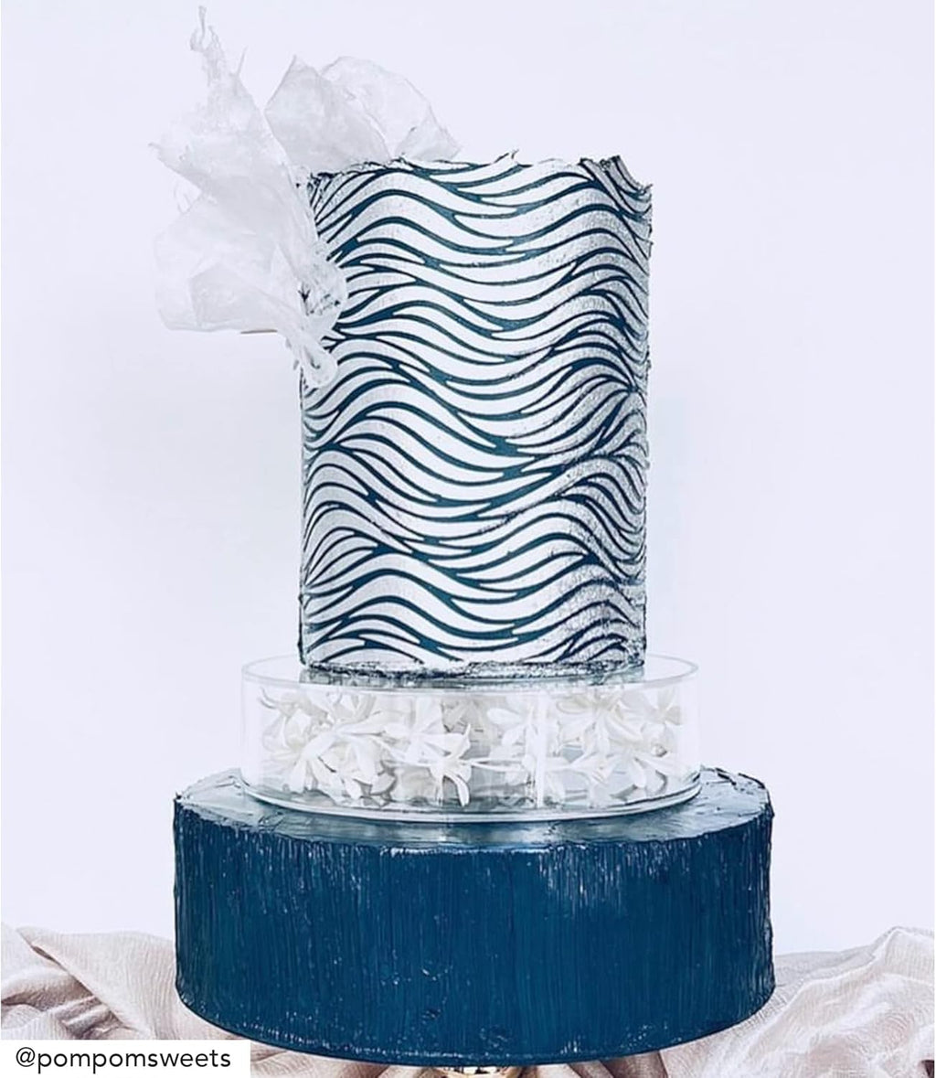 Cake Baking Stencil - Seamless Delicate Pattern for Decorating Tall Double Barrel Cake to Use with Buttercream, Royal Icing, Ganache, Paint, Airbrush (FLO)