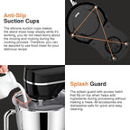 Mini Angel Electric Stand Mixer, 5Quarts, Dough Hook, Flat Beater, Wire Whisk Attachments, 10+P Speeds with Splash Guard, Black