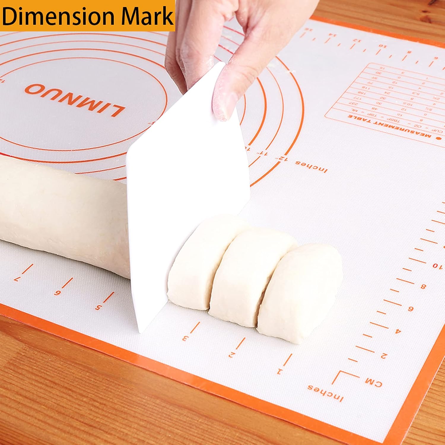 Silicone Baking Mat，Non Stick Rolling Dough with Measurements for Pie Pizza Cookies Fondant Making，Extra Thick Non Slip Silicone Pastry Mat